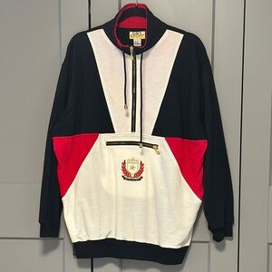 Vtg 90s CST Sport Classic Crest Quarter Zip Pullover Sz 1X Colorblock Blokette